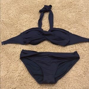 Seafolly Dark Blue halter bandeau Bikini set